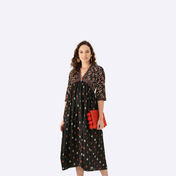 Black Printed Colorful