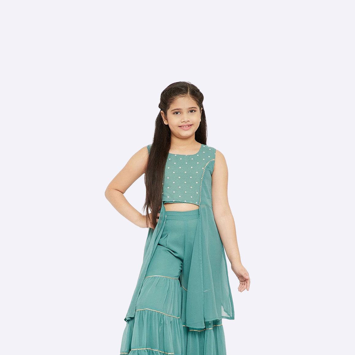 Girls Blue Kurti with Sharara