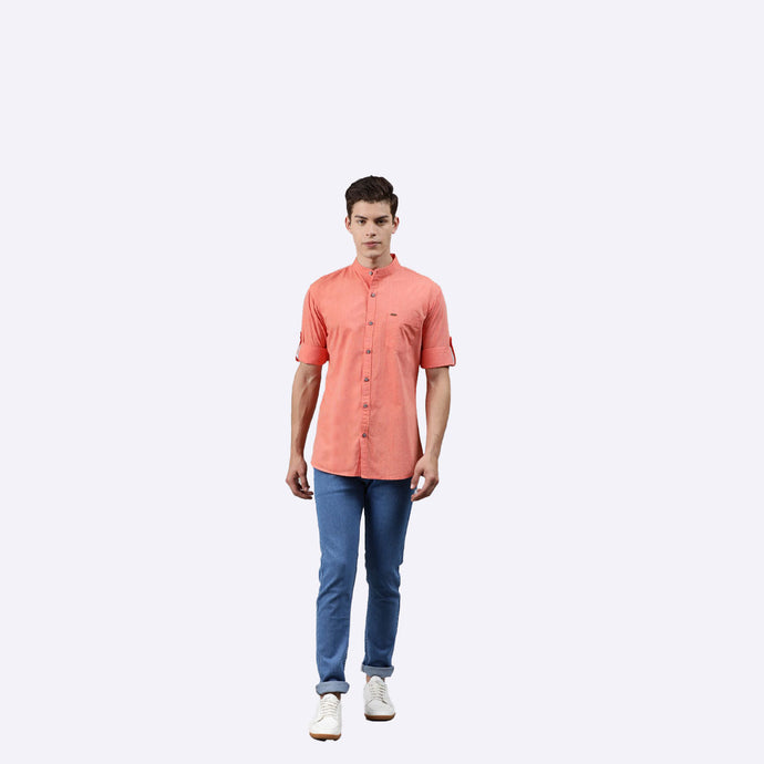 Men Peach Fit Casual Shirt