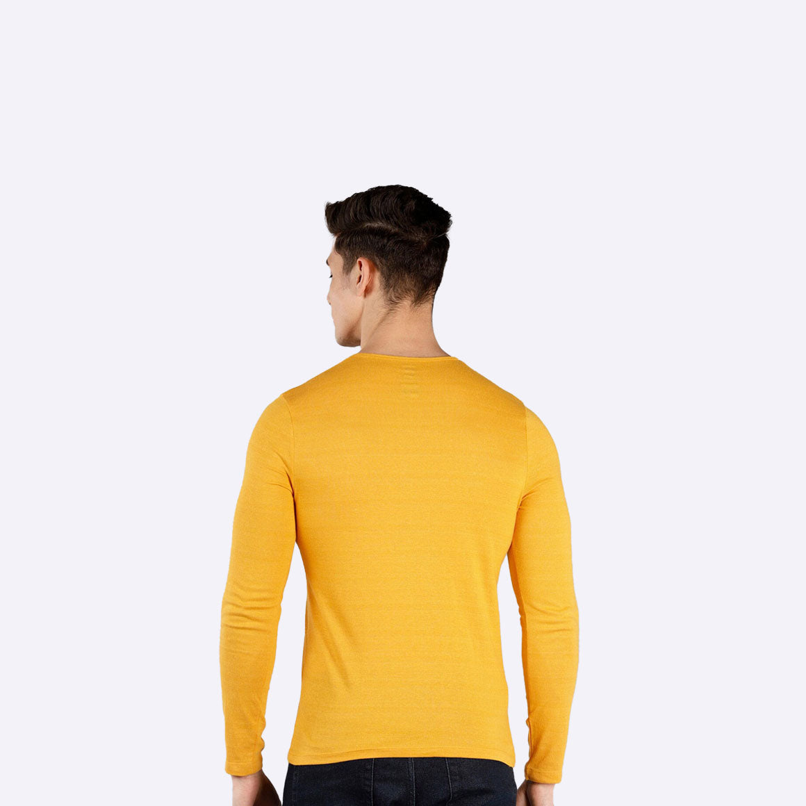 Men Mustard Yellow Neck T-shirt