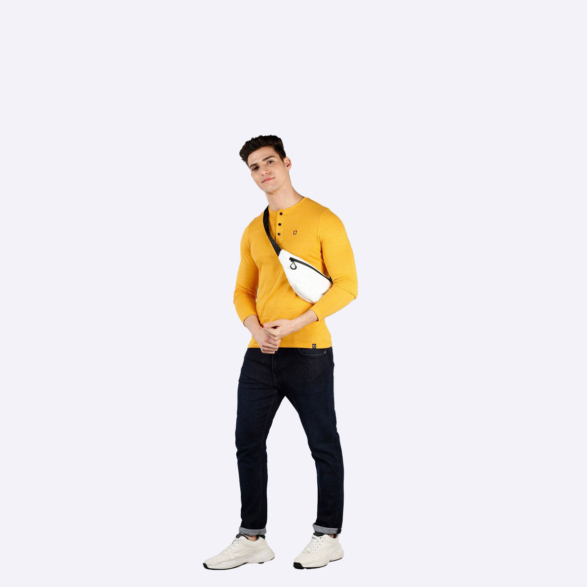 Men Mustard Yellow Neck T-shirt